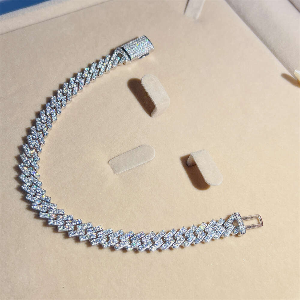 Custom 8mm Moissanite Diamond Cuban Chain Hip Hop Men Jewelry Iced Out Cuban Link Bracelet