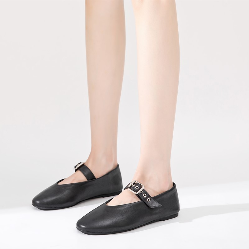 AIYUQI Women Mary Jane Shoes 2024 Autumn Natural Genuine Leather Vintage Women Shoes Pointed Toe Ballet Flat Casual Shoes Women