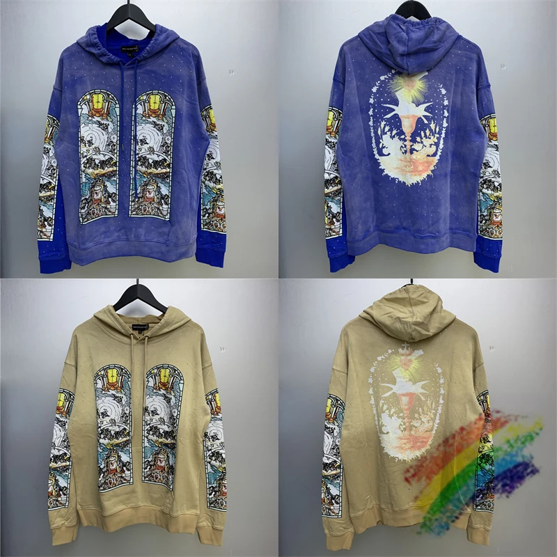 Washed WHO DECIDES WAR Cream Blue Hoodie Men Women Dia Inlay Vintage Oversize Hooded 240704