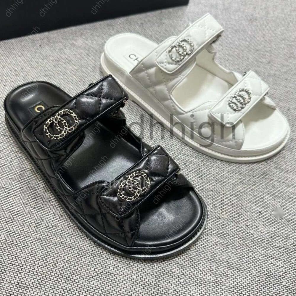 Designer Sandals Calfskin Dad Sandals women shoes Summer Platform Flat Low Heel Wedge Diamond Buckle Sandal Slip On Ankle Strap Flip Flop 35-42