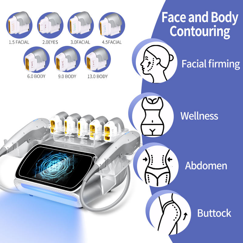 Advanced 7D HIFU Sagging Skin Removal High Intensity Focused Ultrasound Knife Face Rejuvenation Lifting Smas Layered Anti-aging Machine with 2 Handles