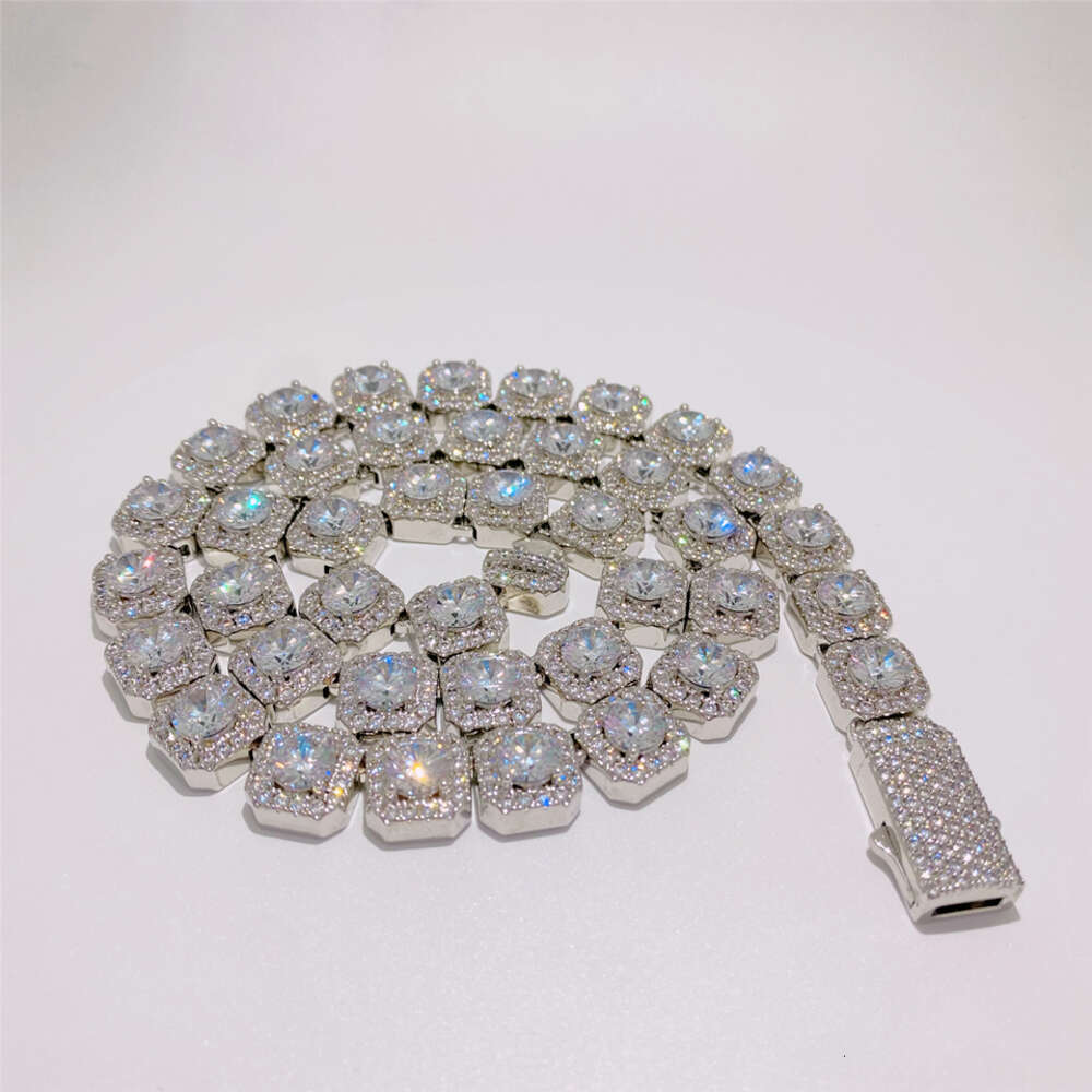 Pass Diamond Tester 10mm Rock Candy Tennis Chain Vvs d Moissanite Tennis Chain Gra Certificate Necklace Iced Out Bracelet
