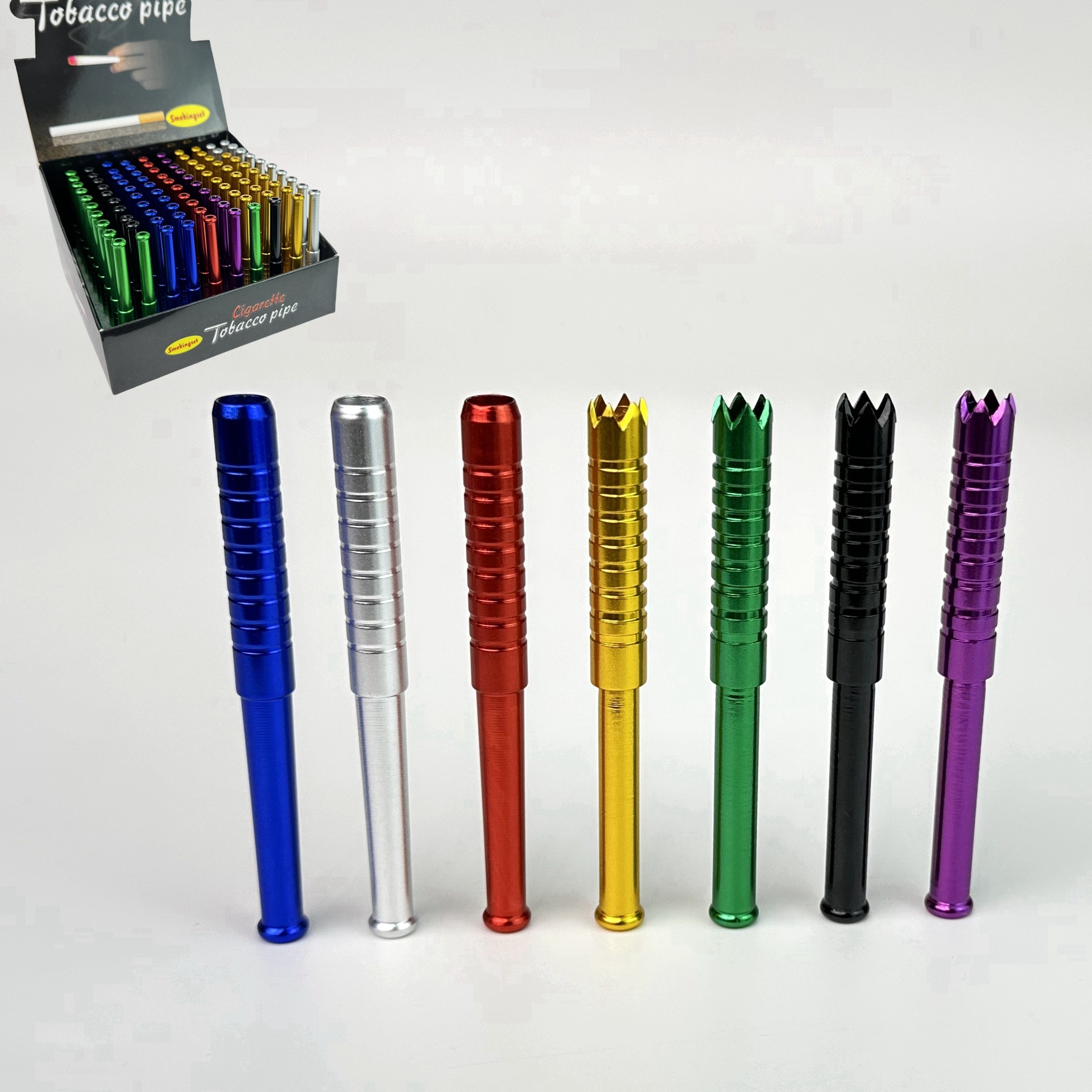 Baseball bat Shape Metal Smoking Pipes Cigarette Hitter Pipe 100pcs/box 78mm 55mm One Hitter Bat Cigarette Bat Metal Pipes