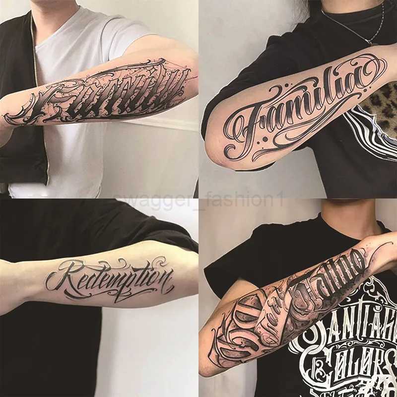 Long Lasting Temporary Tattoo Stickers Men Arm Sleeve Body Painting Juice Ink Fake Tattoo For Male Adult Semi Permanent TattoosB240712