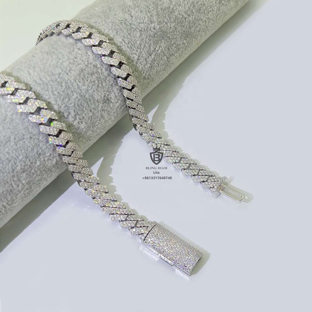 Selling Wholesale Price Custom Bling 10mm Women 25 Silver Moissanite Miami Cuban Link Bracelet