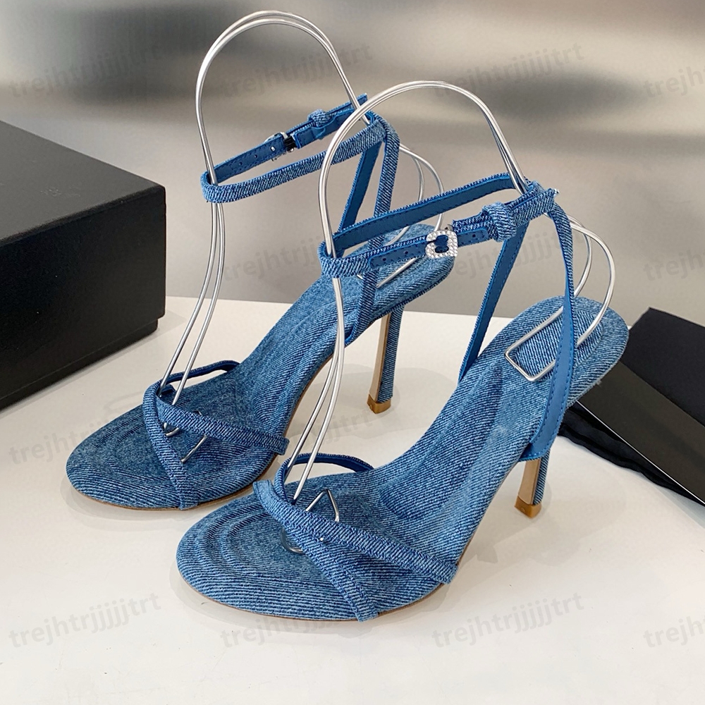 Top quality Simple stylish stiletto heels sandals rhinestoneankle Buckle strap High heel Dress shoes10.5cm Luxury designer heels Office shoesWith box