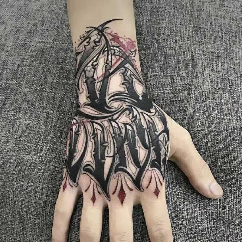 4pc/Lot Dark Back Hand Waterproof Temporary Fake Tattoo Male Prajna Cool Eye Art Personality Neck Half Arm Star Tattoo StickersB240711