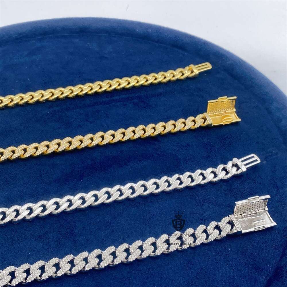 Gra Certificate Best Quality 925 Sterling Silver 10mm Cuban Link Chain Iced Out Women Fashion Jewelry Necklaces