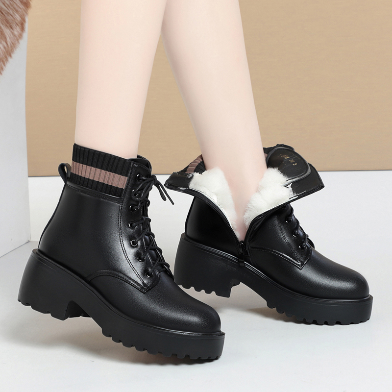 AIYUQI Women's Chelsea Boots Large Size 2024 New Genuine Leather Women Winter Shoes Boots Wool British Style Mid Boots Women
