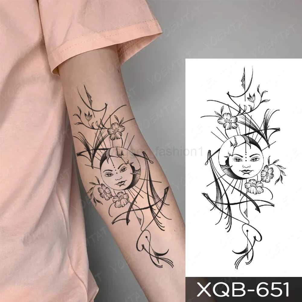 Waterproof Temporary Tattoo Sticker Fire Phoenix Bird Dragon Animal Black Geometric Festival Body Art Arm Fake Tattoos Men WomenB240713