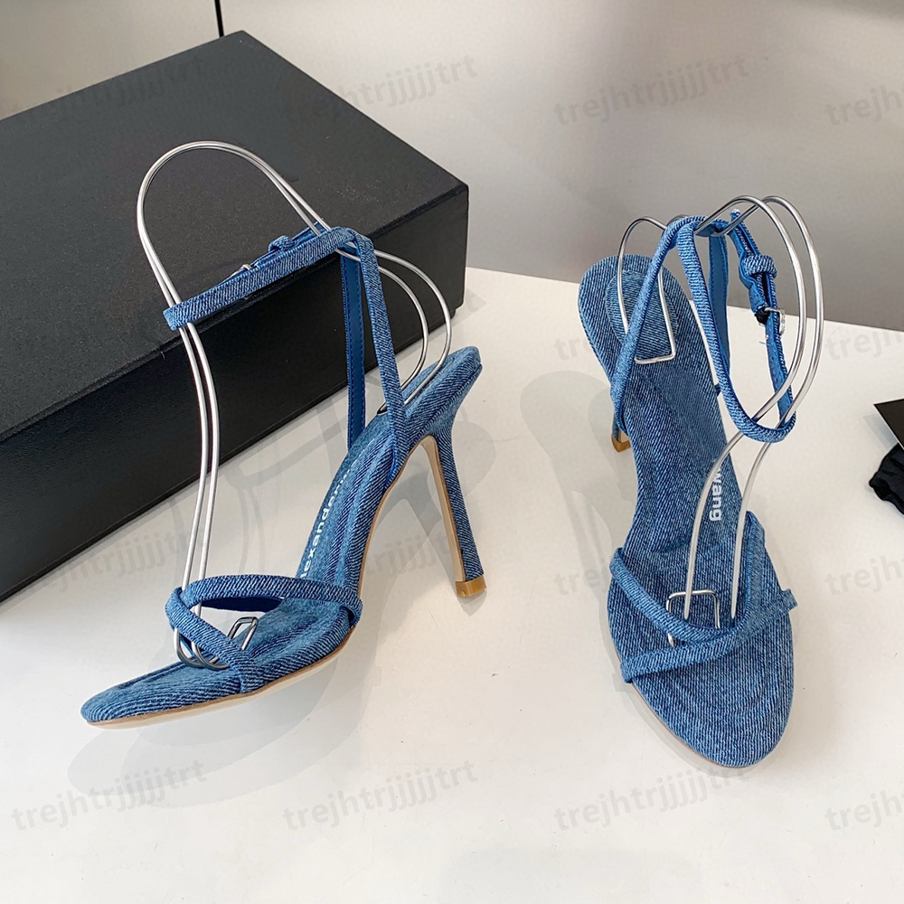 Top quality Simple stylish stiletto heels sandals rhinestoneankle Buckle strap High heel Dress shoes10.5cm Luxury designer heels Office shoesWith box