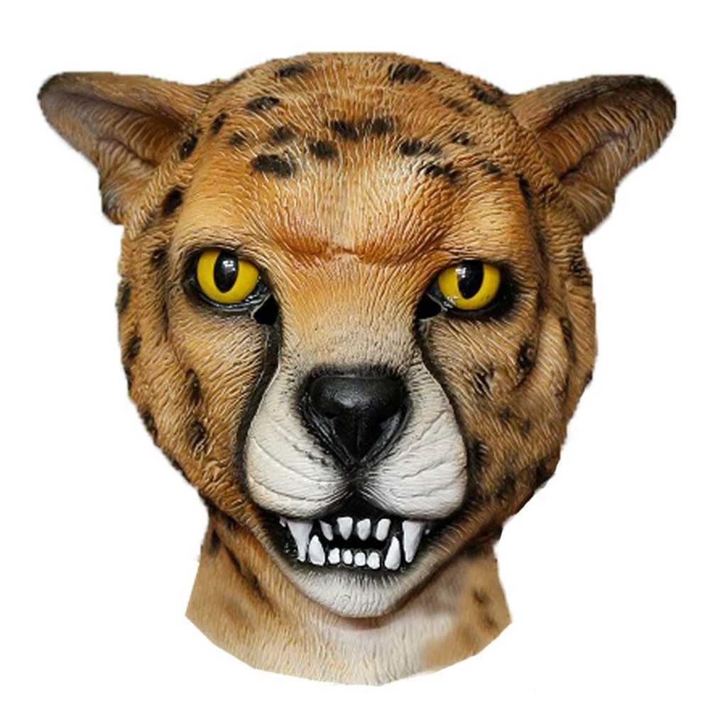 Realistic Latex Lion mask Animal Tiger Mask Wild Cat Leopard Cheetah Halloween Latex Mask Party CosplayM240711
