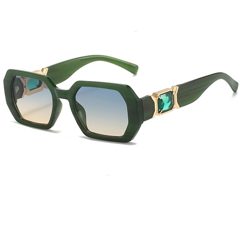 Luxury Sunglasses Women with Diamond Brand Gradient Sun Glasses Rectangle Vintage Stripe Cutting Lens Ladies Square Y2K Style Women Eyewear S96 86640 