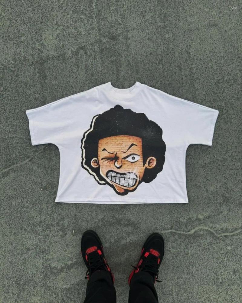 Men's T Shirts Gothic Hip Hop Graphic Full Print T-Shirts For Men Retro Tie Dye Cross Cropped Tops Oversized Loose Short Sleeve Tee