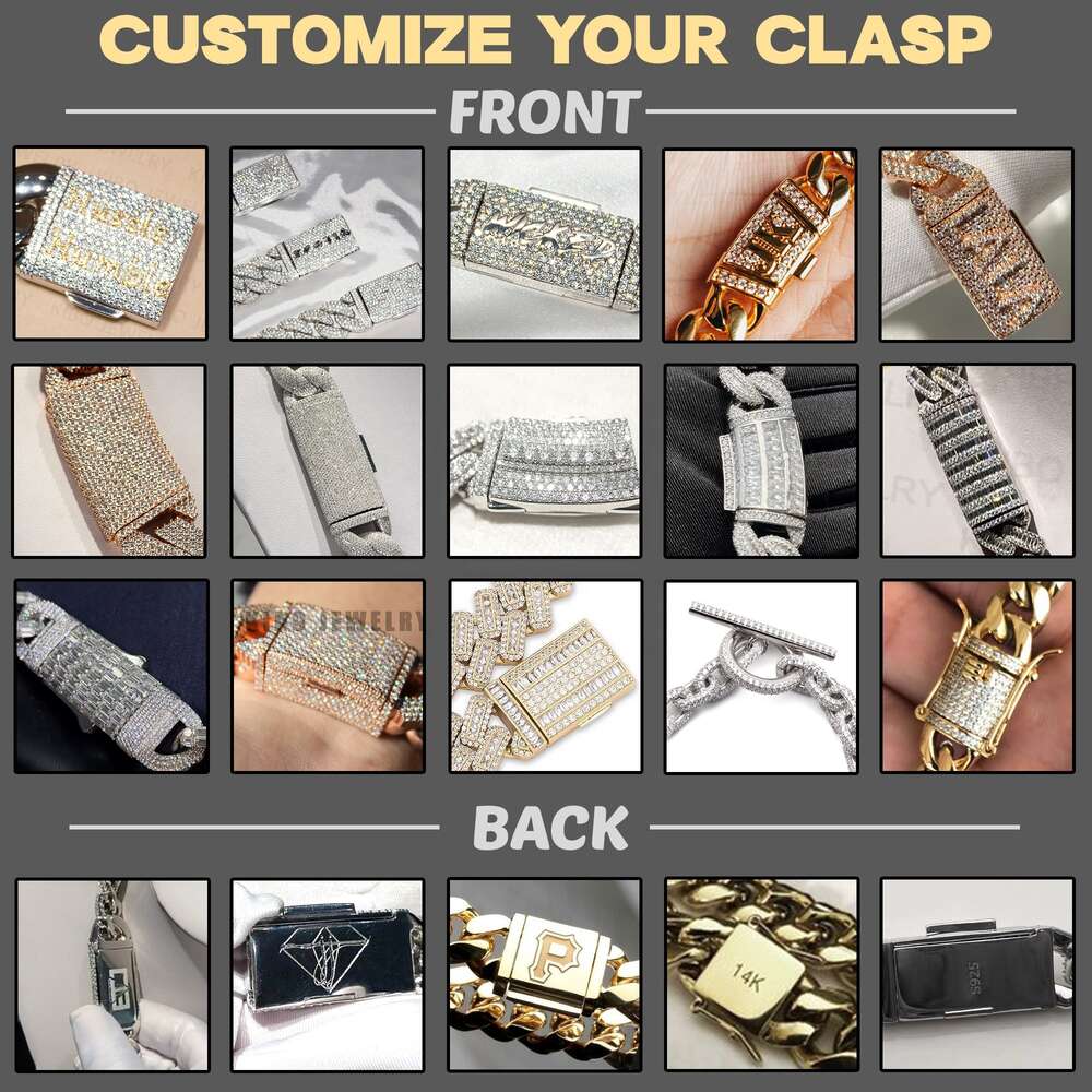 Baguette Cut 925 Silver Miami Vvs Moissanite Cuban Chain Past Diamond Tester Iced Out Men Hip Hop Cuban Link Necklace