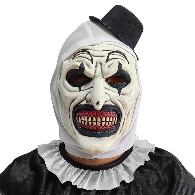 Horror Terrifier Clown Mask Cosplay Clown Funny Latex Soft Demon Evil Joker Halloween Party Costume Masks Adult One SizeM240711