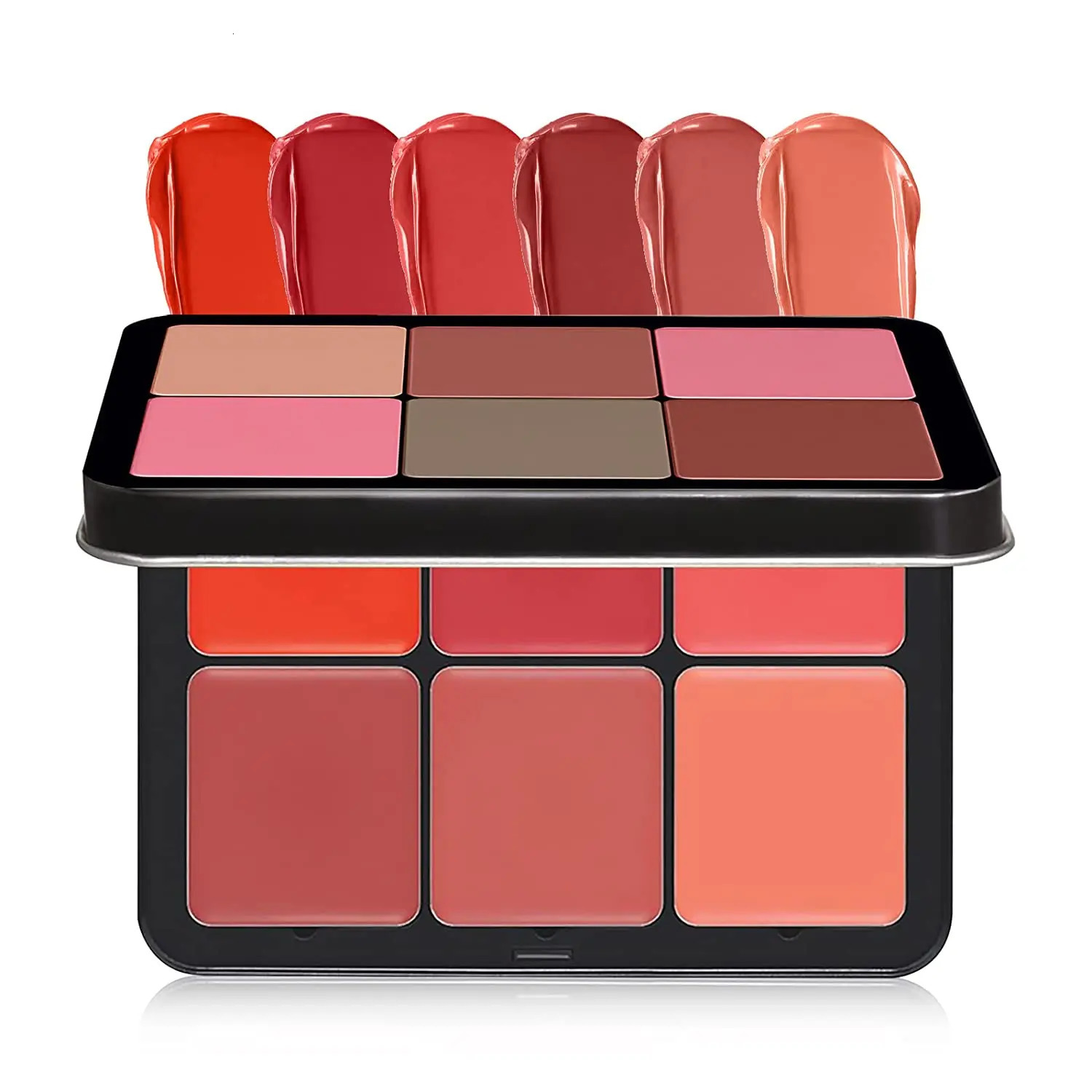 12 Shades Creamy Blush Palette HD Face Essentials Long-Lasting Matte Blush Cream Cover Makeup Palette 0.84oz 240710