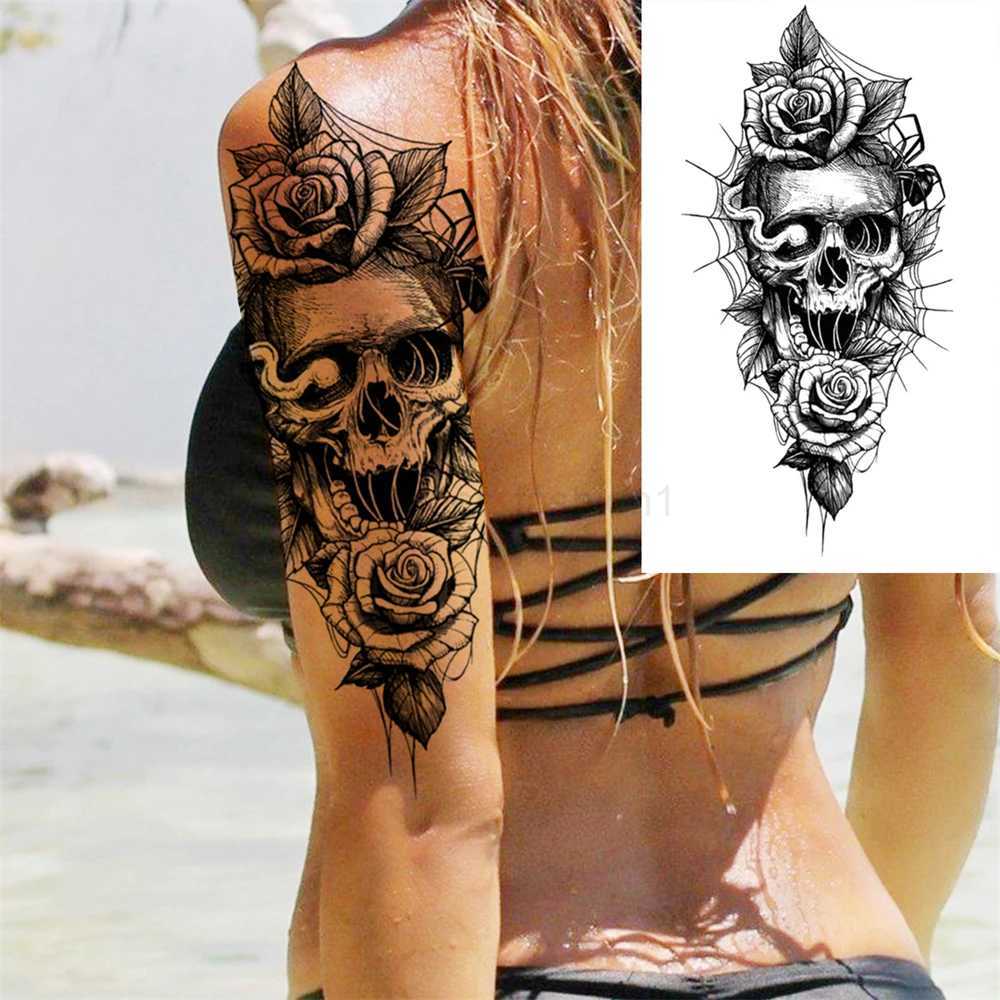 God Cross Lion Temporary Tattoos For Men Women Realistic Compass Lion Fake Tatoos Forearm Jesus Christ Thigh Tattoo StickerB240712