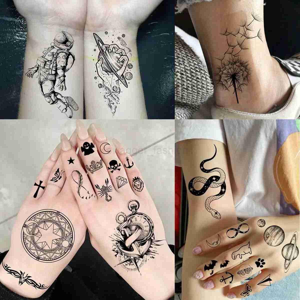 68 Sheets Large Sleeve Temporary Tattoos For Men Women Forearm Fake Tattoo Sticker Black Tiger Lion Owl Skull Tatoos Tribal WolfB240711