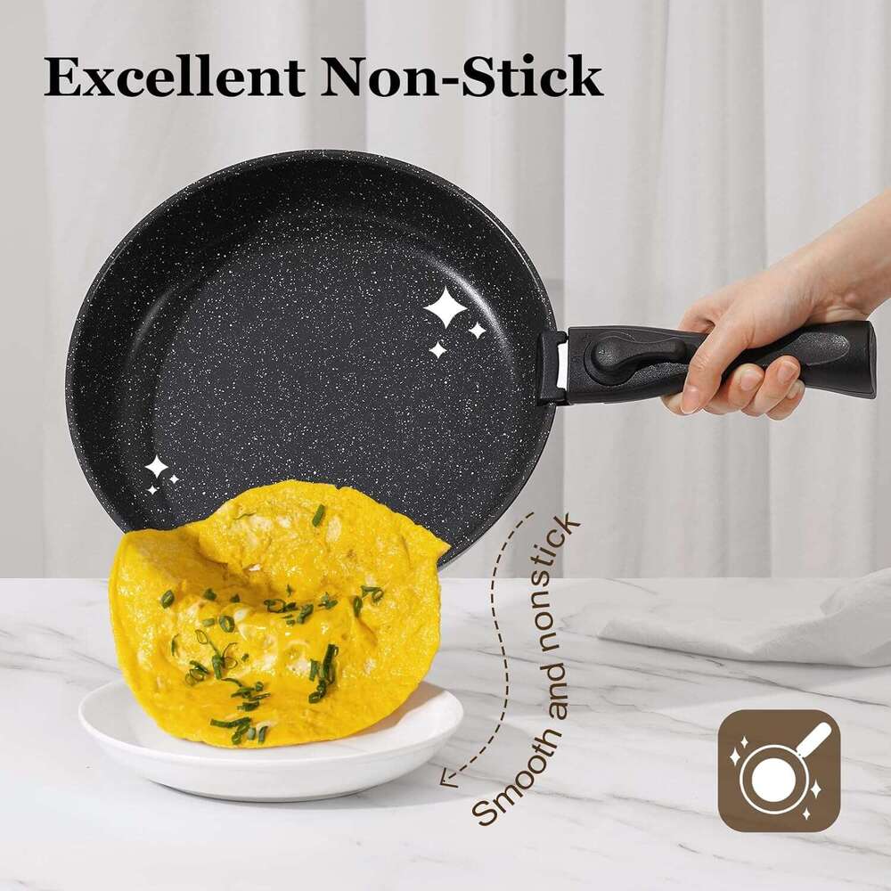 15 Pcs Pots and Pans Set Stick, Kitchen Cookware Sets with Detachable Handle, Non Stick Induction, stainless steel