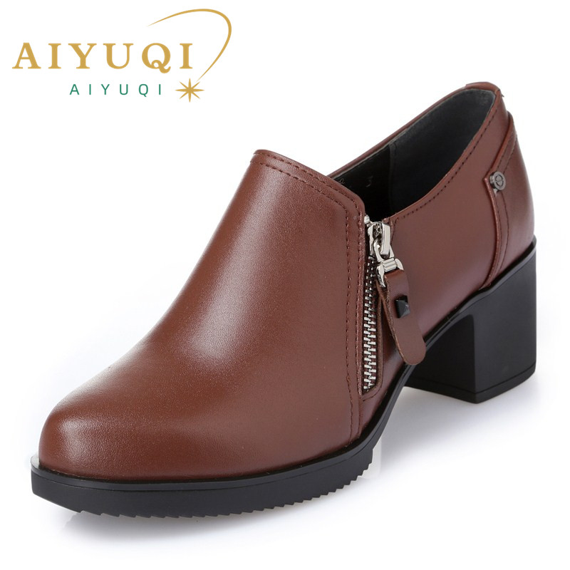 AIYUQI Ladies Shoes Genuine Leather 2024 Autumn New Large Size Womens Shoes Women High Heel Shoes Office shoes