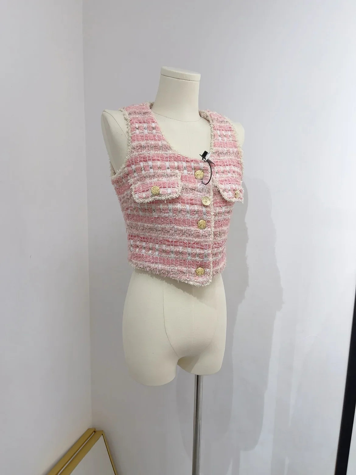 Small Fragrant Tweed Fashion Suit Sleeveless Vest Single Breasted Mini Dress Korean Two Piece Set Women Outfit 240708