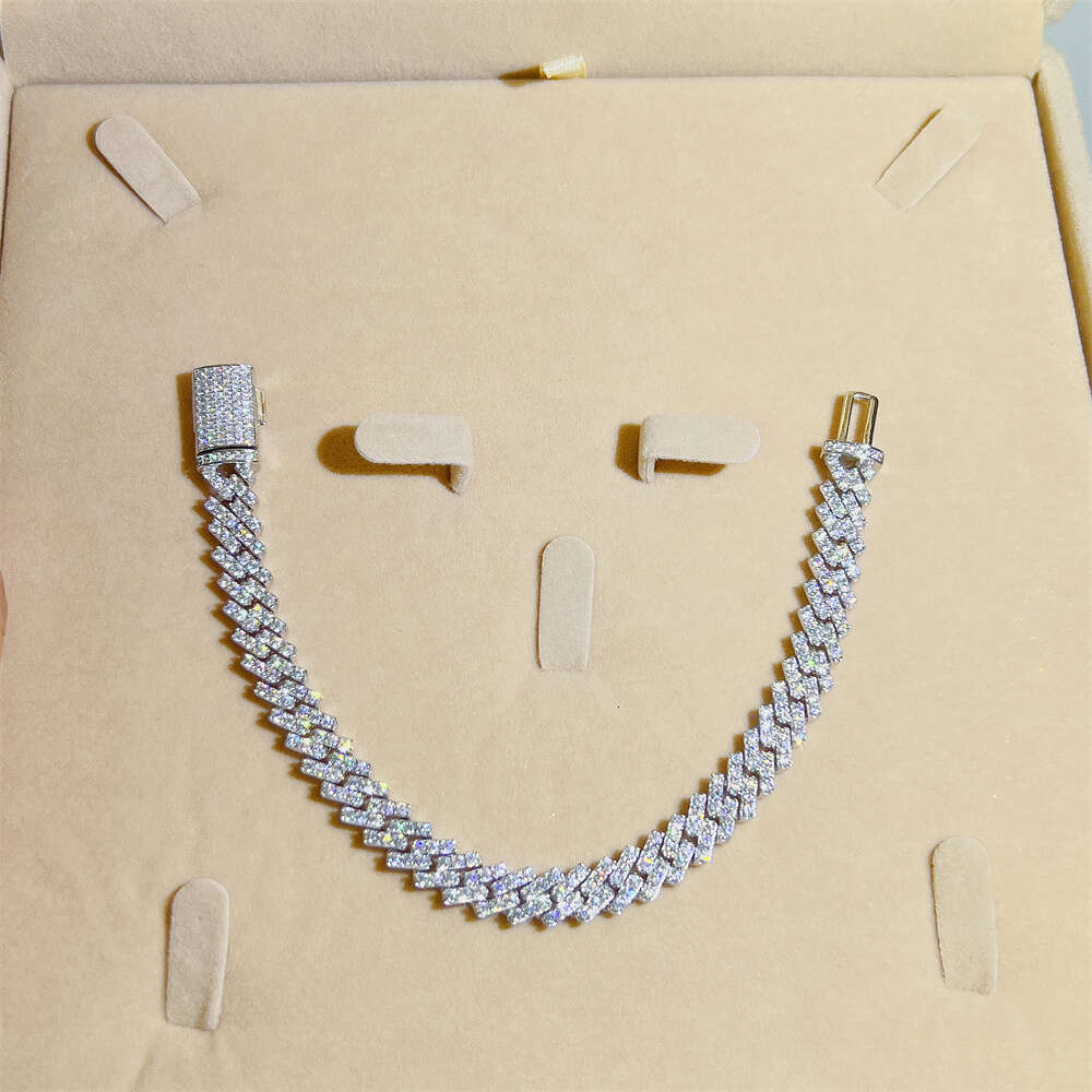 Custom 8mm Moissanite Diamond Cuban Chain Hip Hop Men Jewelry Iced Out Cuban Link Bracelet