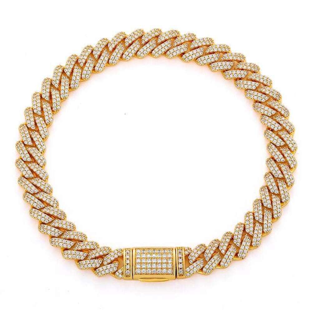 Custom Women 8.8mm Cuban Chain Link Vvs Moissanite 925 Silver Iced Out Bracelet