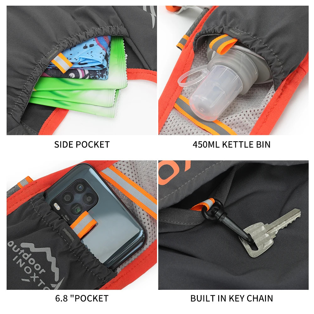 INOXTO Lightweight Running Backpack Hydration Vest Suitable for Bicycle Marathon Hiking ultra-light and portable 2L Water Bag 240627