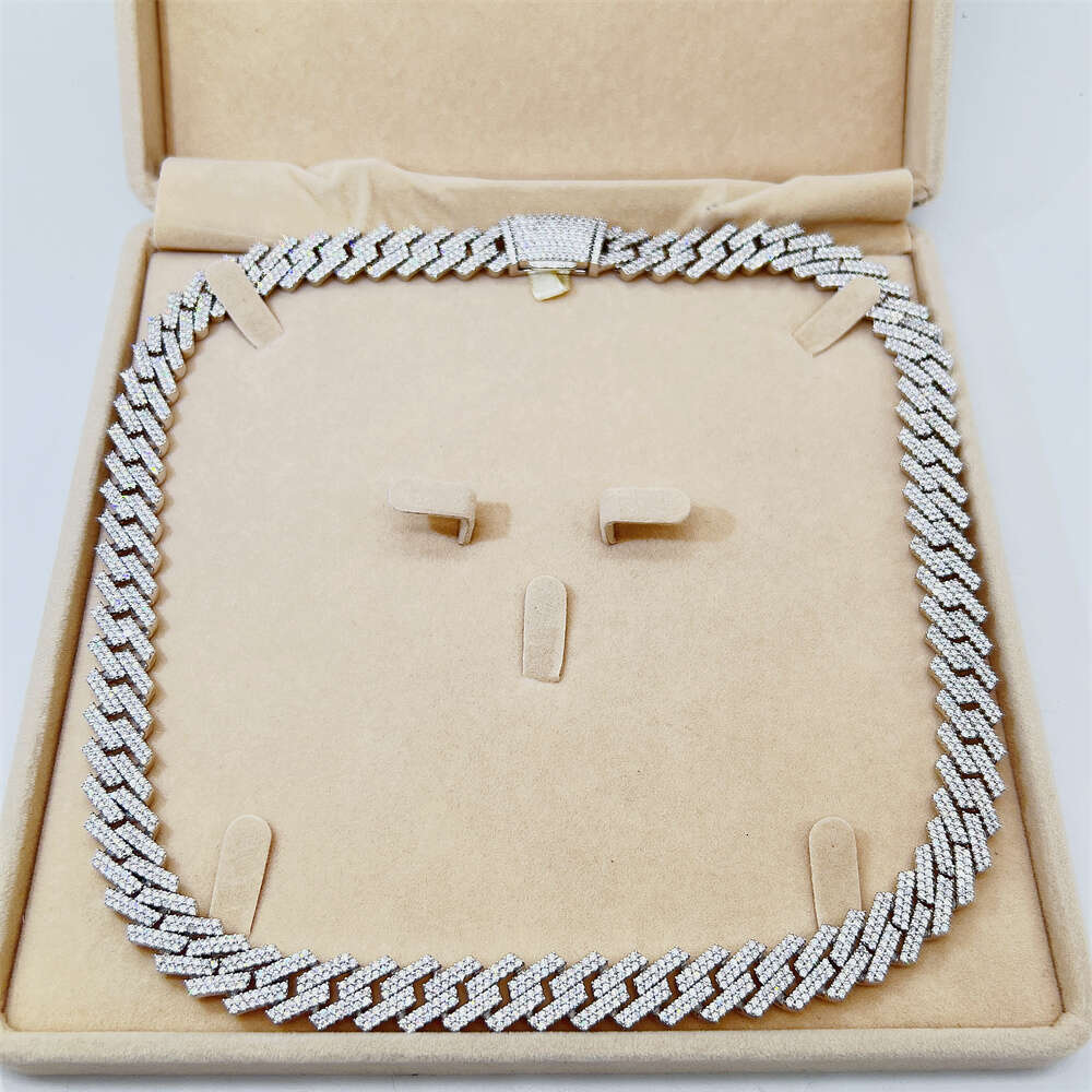 Custom 14mm Moissanite Diamond Cuban Chain Hip Hop Men Jewelry Iced Out Cuban Link Necklace