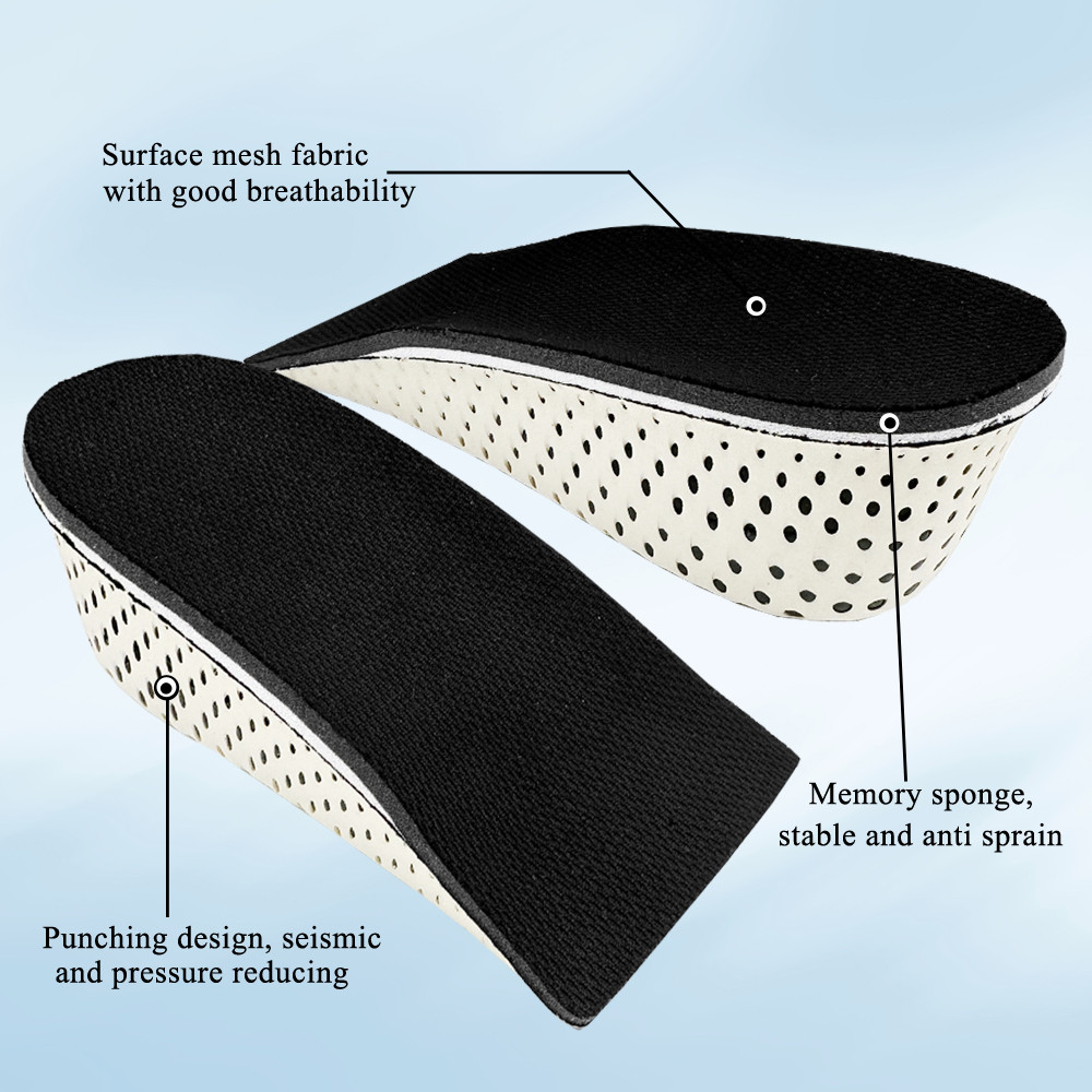 Invisible Height Increase Insole Unisex 2-5CM Half Heel Shoe Insoles Breathable Ultra Light Elevated Sports Shoes Pad Cushion