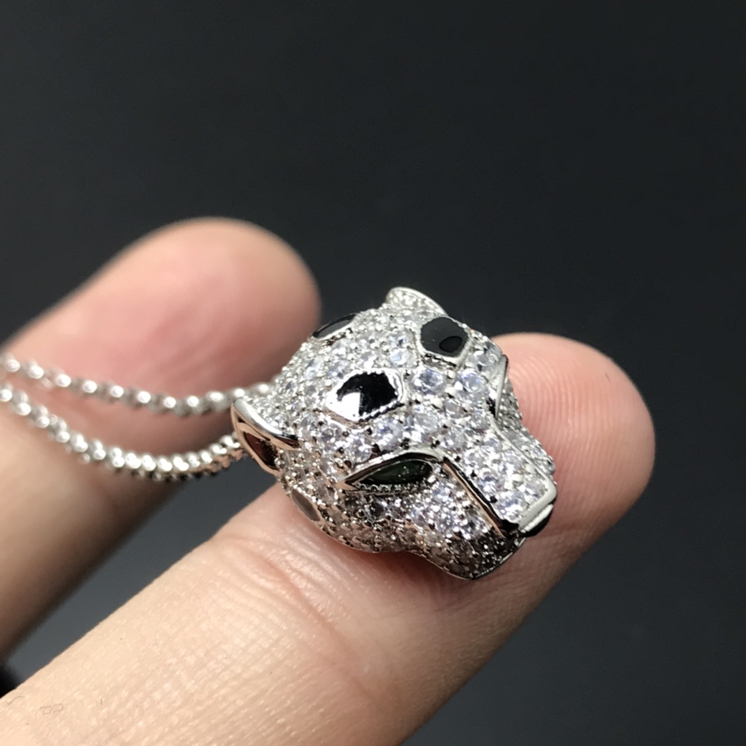 Other Diamond Leopard Head Necklace for Women - 18K Gold Plated Couple Jewelry S25315