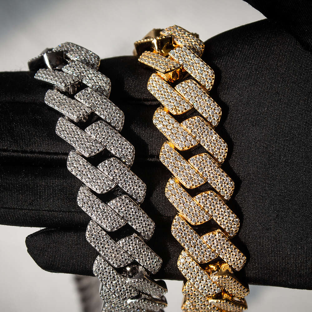 Kibo Custom 18mm 3 Row 925 Sterling Silver Moissanite Diamond Hip Hop Cuban Bracelets
