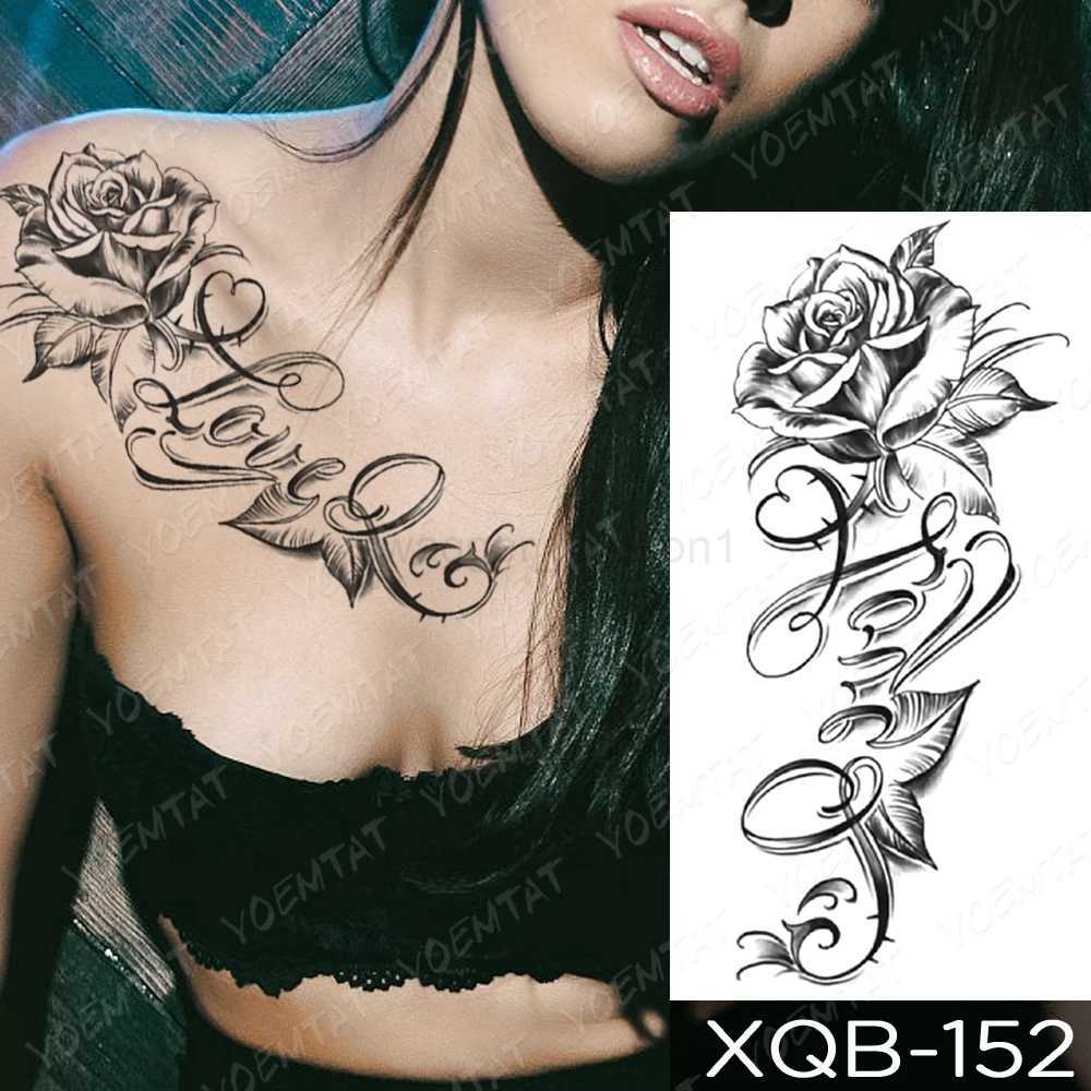Lion Black Temporary Tattoos For Men Sticker Rose Crown Tiger Wolf Forest Tatu Arm Waist Women Body Art Glitter Fake Tato KidsB240711