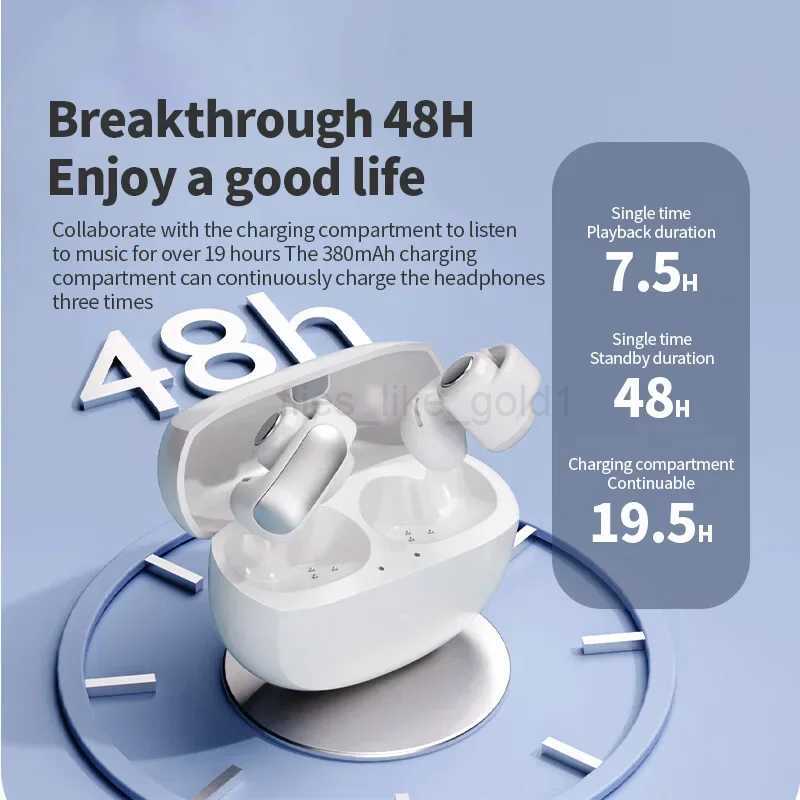 V12 Earclip Wireless Earphone Bluetooth5.3 Headphones TWS Sports Gaming Headset Open Ear Earring Touch Control Earbuds With MicM240711