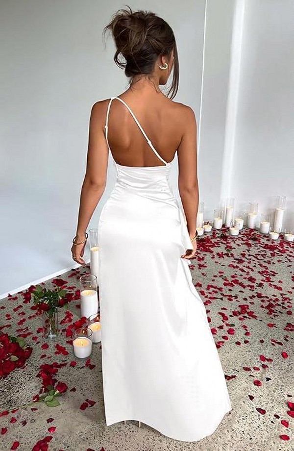 Modern Satin Side Split Mermaid Prom Dresses One Shoulder Ruched Or-Length Bc19159 0220