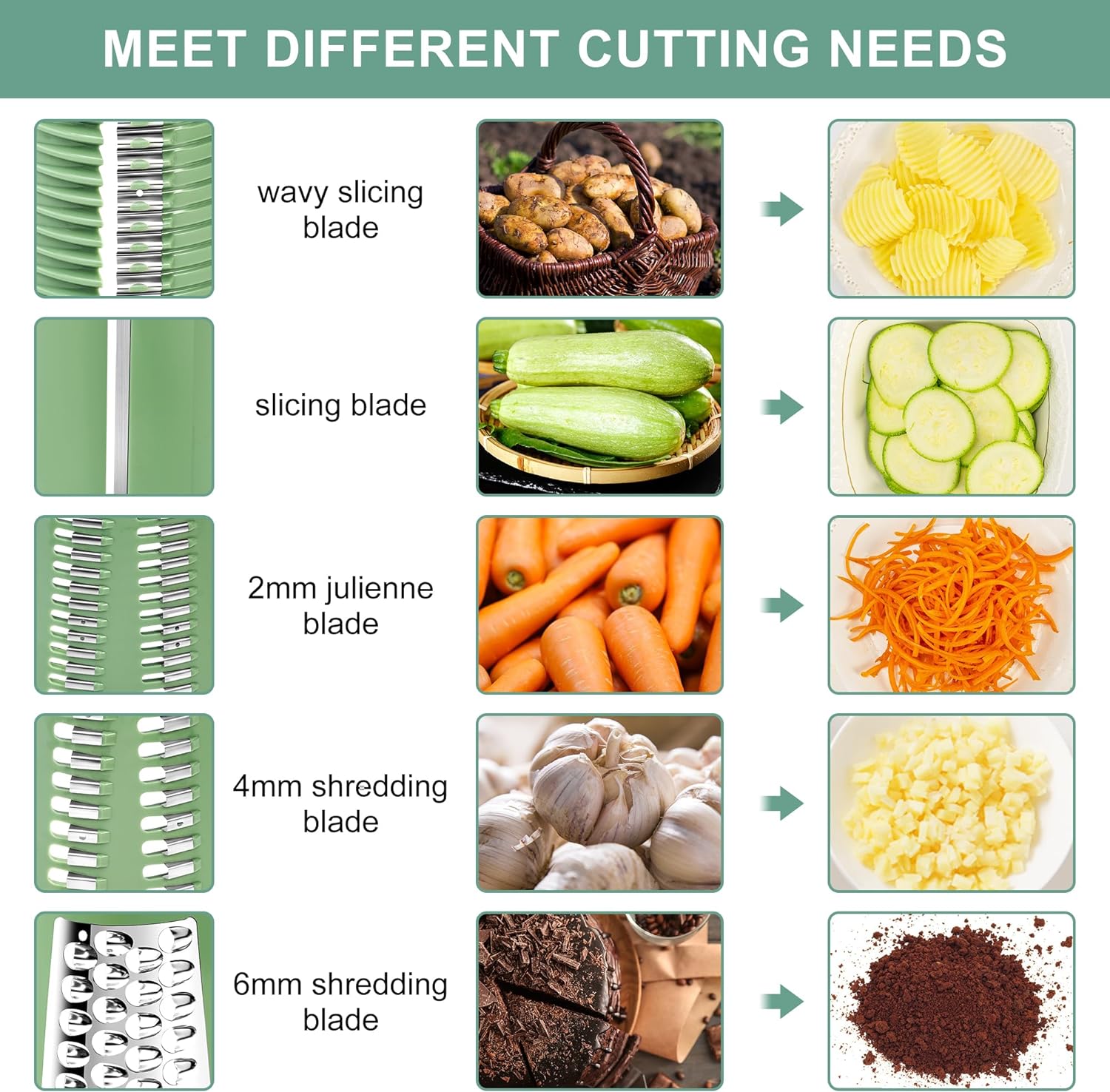 Rotary Cheese Grater with Handle Food Shredder with 5 Well-designed Blades Round Mandoline Slicer Vegetable Grater