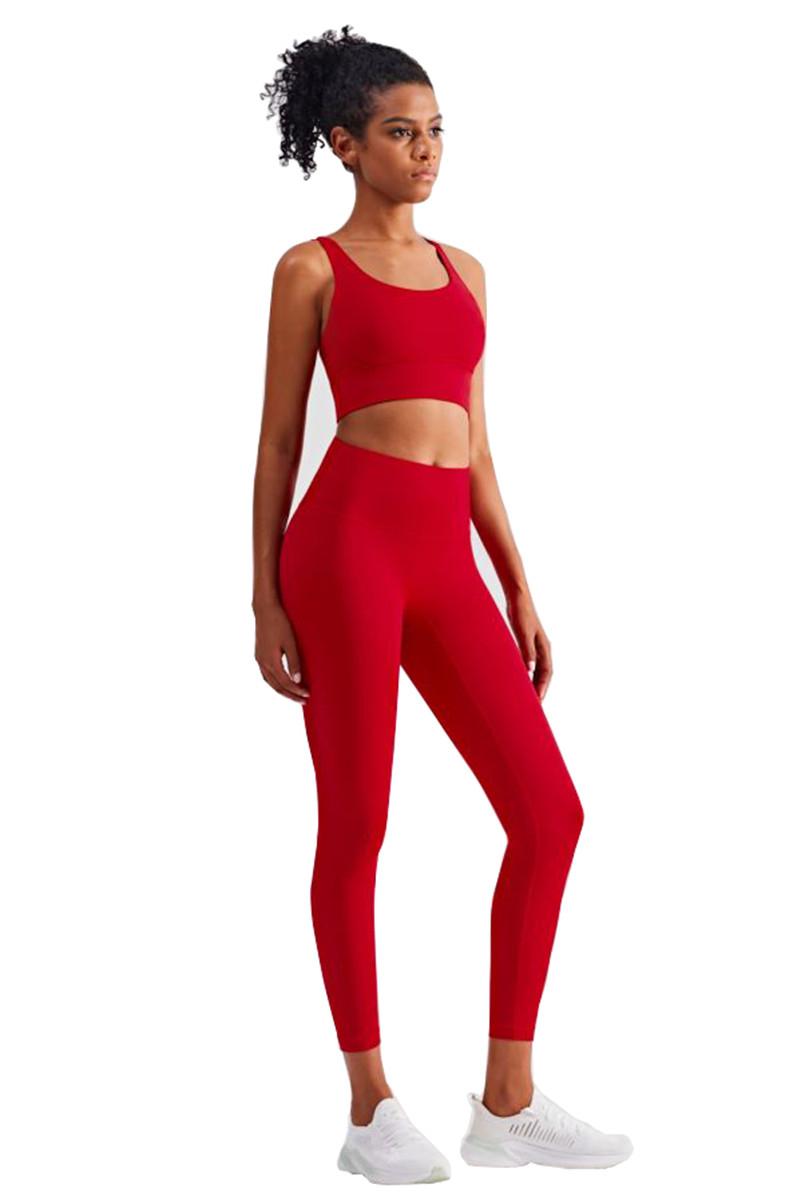 Polyamide Women's Yoga Pants Solid Color High Waist Stretchy Fitness Ninth Sport Leggings T Shape Soft Elastic Push-UP Tights