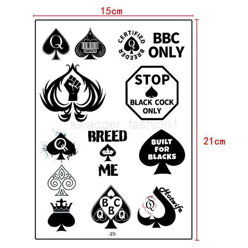 Poker Spades Waterproof Temporary Tattoos Women Fake Tattoo Body Stickers Tatoo Men Festival Tattoo Tatuajes Faux TatouageB240711