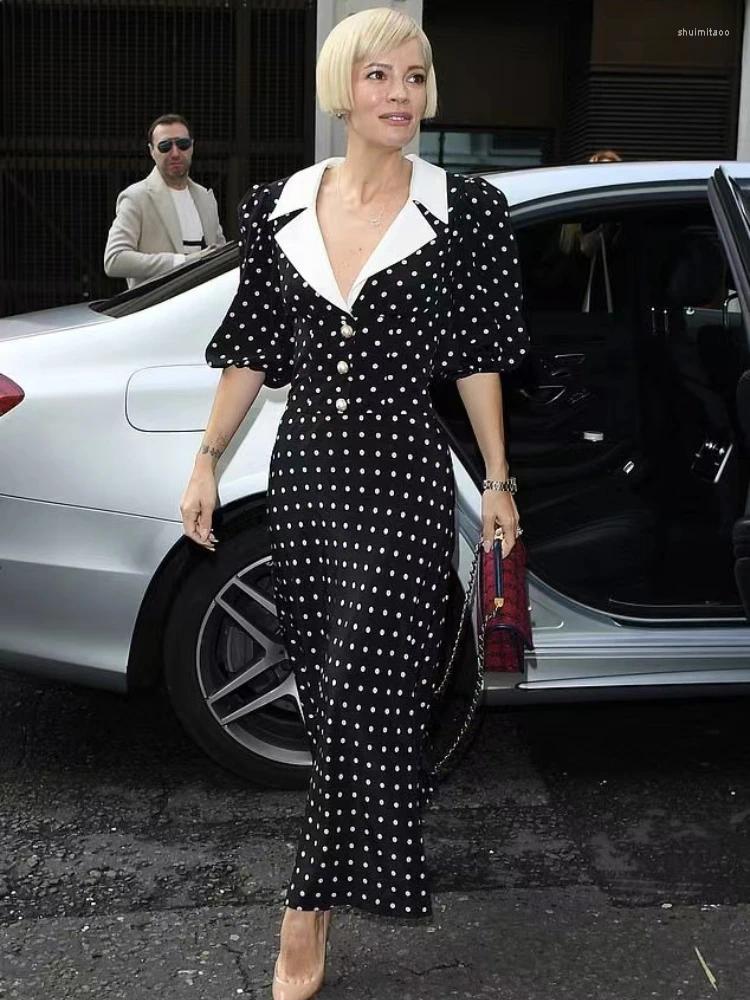 Party Dresses Alessandra RICH Dot Print Dress High-end Custom Edition