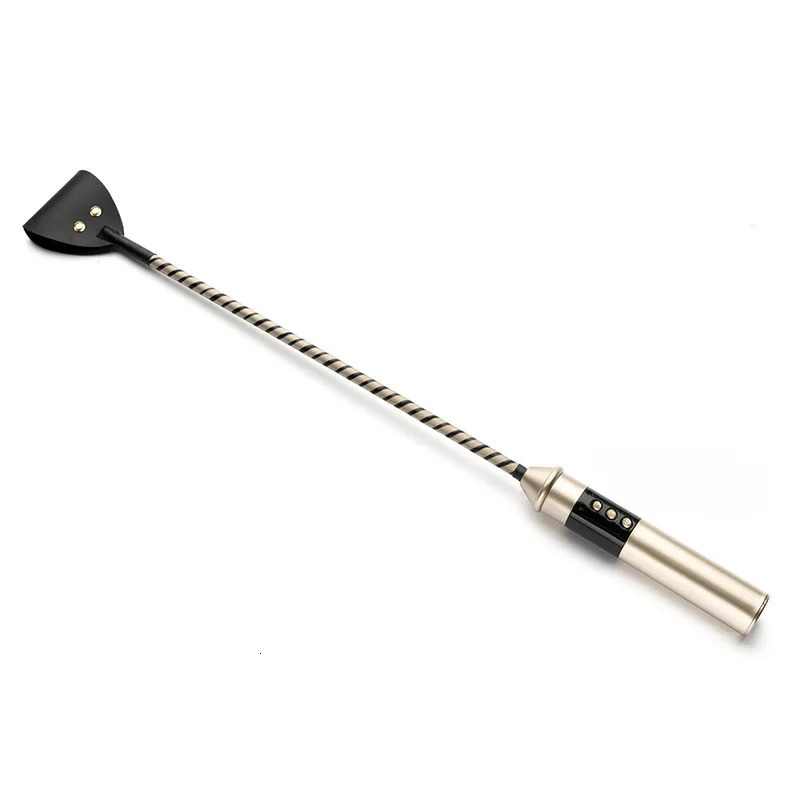 53CM Electronic Pulse Horse Whip Electric Shock Whip Leash Leather Slave Spanking Paddle Flogger Equestrian Riding Bat 240624