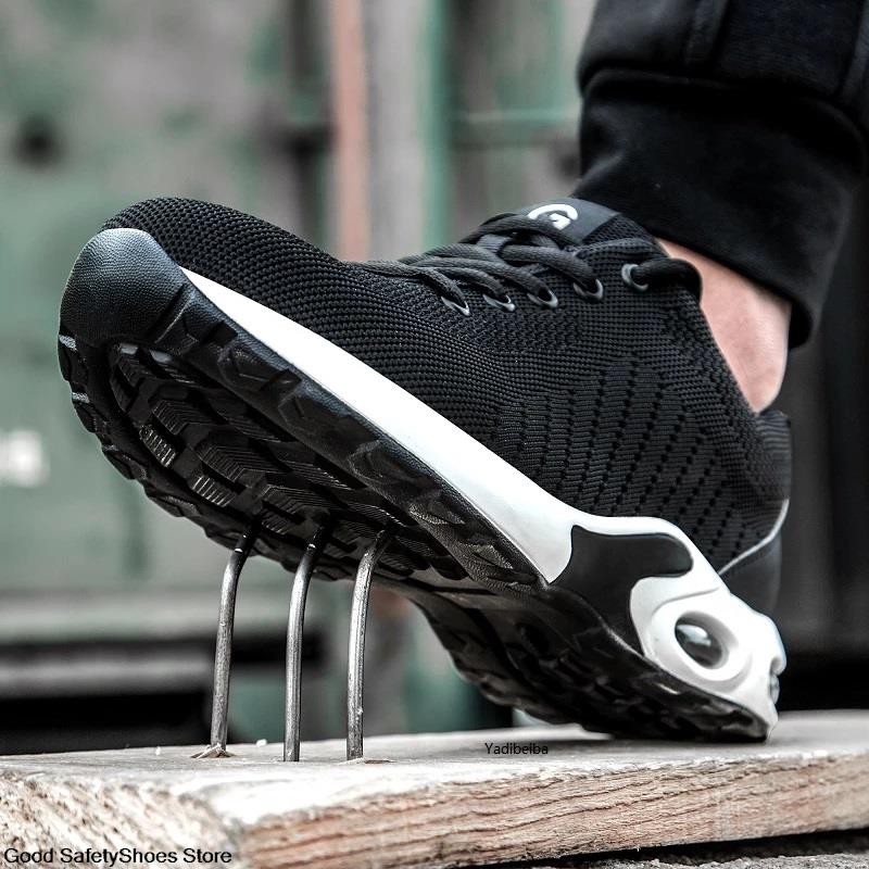 Women Men Sneakers Lightweight Breathable Work Steel Toe Safety Boots Air Cushion Indestructible Shoes e10d