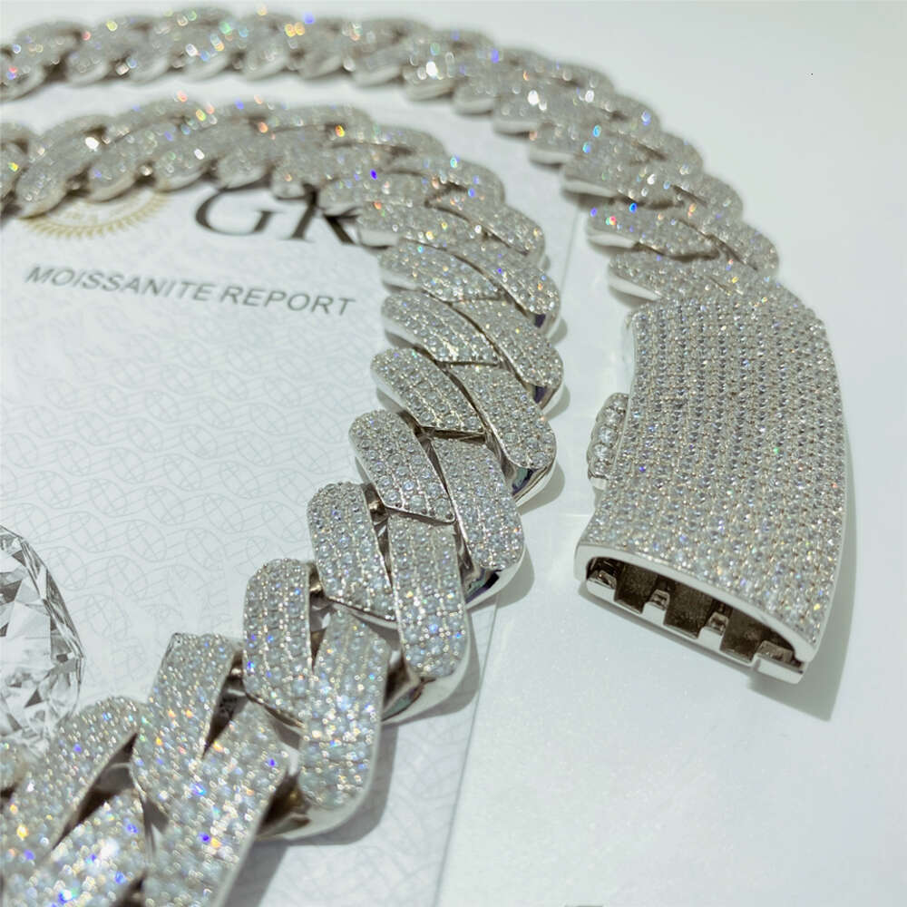 Shenzhen Jewelry Factory Iced Out Vvs Diamond Silver Miami Moissanite Hip Hop Cuban Link Necklace