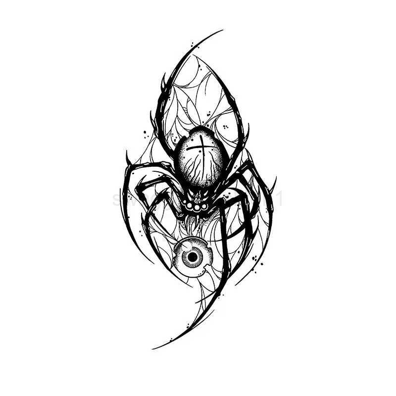 Herbal Juice Spider Eyeball Tattoo Stickers Punk Waterproof Temporary Tattoos Man Arm Art Lasting Tatoo Sticker Tatuaje TattoB240712