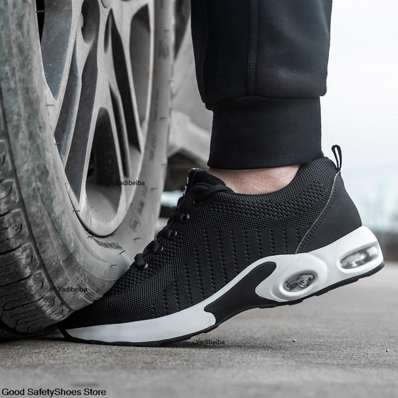 Women Men Sneakers Lightweight Breathable Work Steel Toe Safety Boots Air Cushion Indestructible Shoes e10d