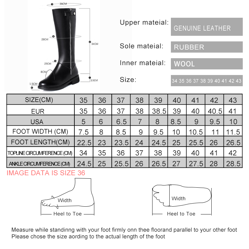 AIYUQI 2024 New Women Winter Boots Genuine Leather Big Size Wool Long Boots Women Zipper Riding Boots Women