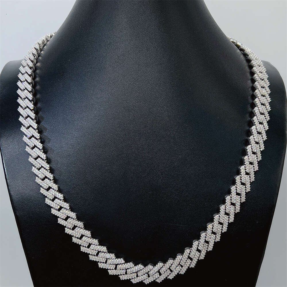 Custom 14mm Moissanite Diamond Cuban Chain Hip Hop Men Jewelry Iced Out Cuban Link Necklace