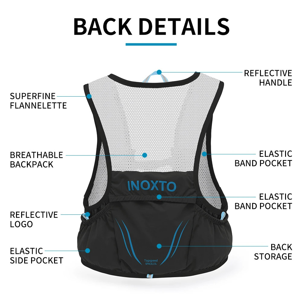 INOXTO Lightweight Running Backpack Hydration Vest Suitable for Bicycle Marathon Hiking ultra-light and portable 2L Water Bag 240627