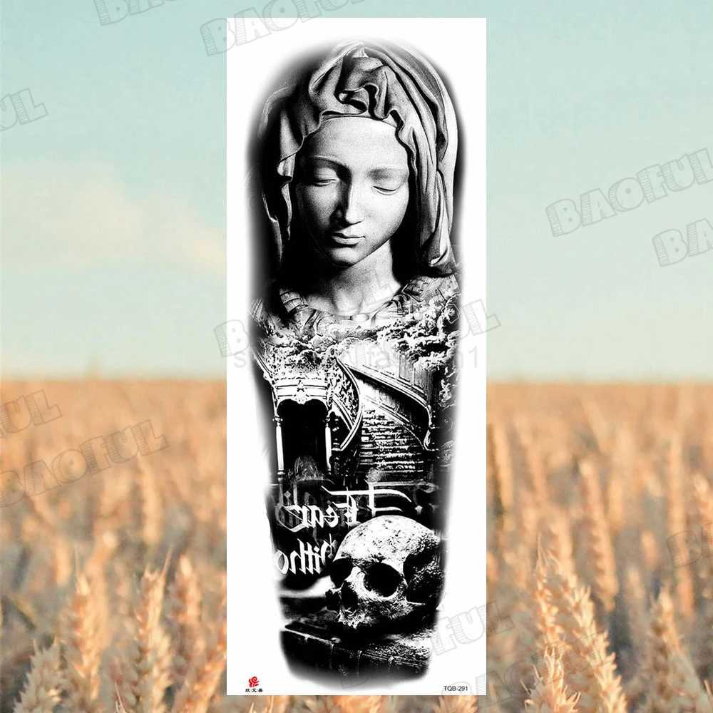 Arm Sleeve Temporary Tattoos For Women Men Realistic Wolf Lion Rosette War Maori Flower Fake Tattoo Stickers Sexy Thigh TatoosB240711