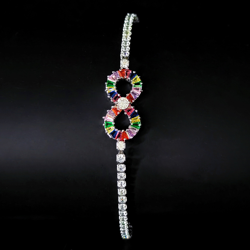 Jewellery High Quality Colorful Zircon Numeric Symbols Bangle with Crystal Rhinestone Party Gift Accessories for All Occasions Textured Statement Jewe